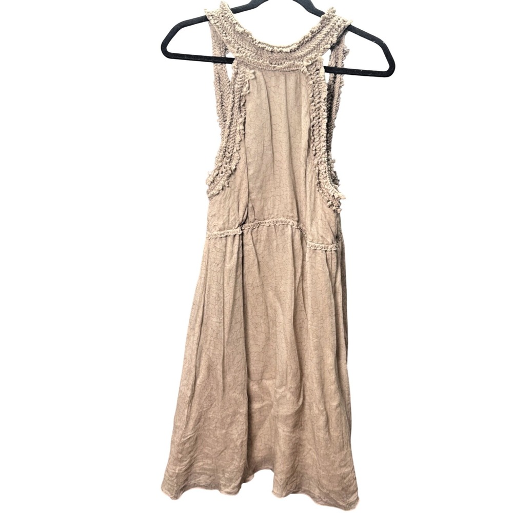 Leon Max Limited Edition Silk Dress Women L Beige Crochet Whimsy Boho Fairycore